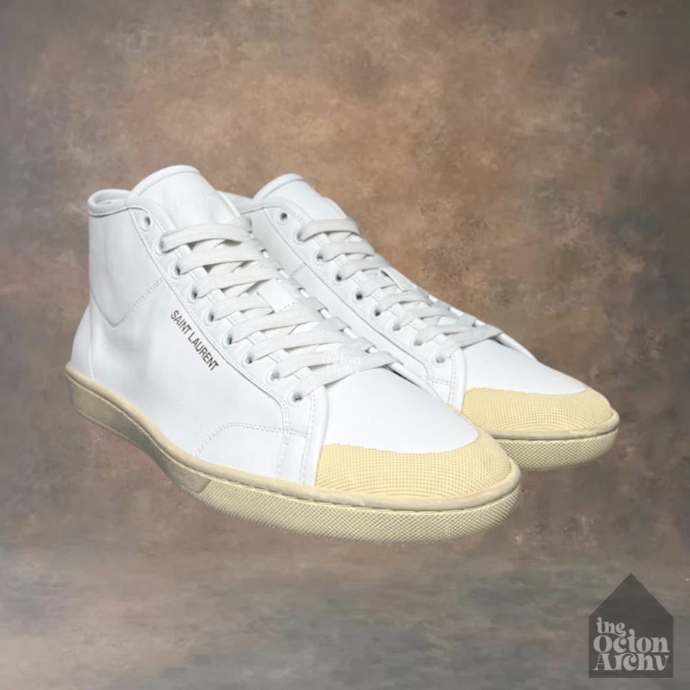 Size 11 Saint Laurent SL/39 Mid Top Sneaker 'White' 652773 04GB0 9377 Brand New
